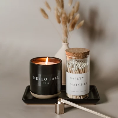 Sweet Water Decor Hello Fall 12oz Black Stoneware Jar Candle 1 Sweet Water Decor Hello Fall 12oz Black Stoneware Jar Candle