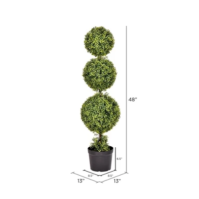 Artificial Boxwood Triple Ball With Pot (UV) (4') - Vickerman 1 Artificial Boxwood Triple Ball With Pot (UV) (4') - Vickerman