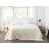 60"x80" Solid Plush Throw Blanket Ivory - Cannon