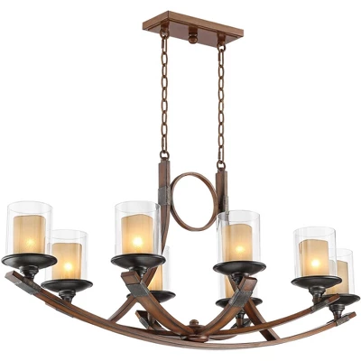 Franklin Iron Works Tafford Mahogany Wood Linear Pendant Chandelier 43 1/4" Wide Rustic Farmhouse Clear Glass 8-Light Fixture For Dining Room Kitchen 7 Franklin Iron Works Tafford Mahogany Wood Linear Pendant Chandelier 43 1/4" Wide Rustic Farmhouse Clear Glass 8-Light Fixture For Dining Room Kitchen - Image 7