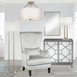 Possini Euro Design Halsted Modern Ceiling Light Semi Flush Mount Fixture 15" Wide Brushed Nickel 2-Light Oatmeal Linen Drum For Bedroom Living Room 11 Possini Euro Design Halsted Modern Ceiling Light Semi Flush Mount Fixture 15" Wide Brushed Nickel 2-Light Oatmeal Linen Drum For Bedroom Living Room -Home Decor Shop GUEST 4f27ae77 7195 4949 98cf b8db59d91fb3