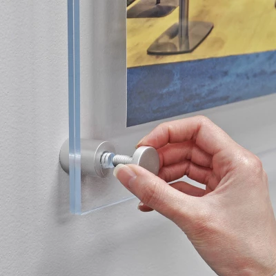 Azar Displays Floating Acrylic Wall Frame With Silver Stand Off Caps: 30" X 40" Graphic Size, Overall Frame Size: 34" X 44", 1-Pack 6 Azar Displays Floating Acrylic Wall Frame With Silver Stand Off Caps: 30" X 40" Graphic Size, Overall Frame Size: 34" X 44", 1-Pack - Image 6