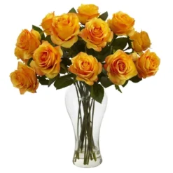Nearly Natural 18-in Blooming Roses With Vase -Home Decor Shop GUEST 50a33763 c85b 4e13 b534 2f3f04868ed2