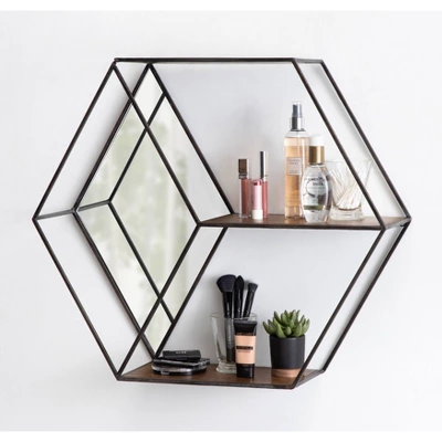 26" X 7" X 23" Lintz Hexagon Shelves With Mirror - Kate & Laurel All Things Decor 4 26" X 7" X 23" Lintz Hexagon Shelves With Mirror - Kate & Laurel All Things Decor - Image 4