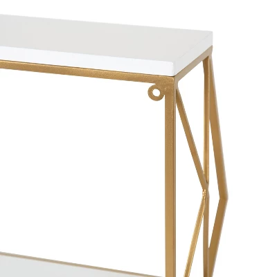 21" X 11" Brost Wood/Metal Decorative Wall Shelf White/Gold - Kate & Laurel All Things Decor 2 21" X 11" Brost Wood/Metal Decorative Wall Shelf White/Gold - Kate & Laurel All Things Decor - Image 2
