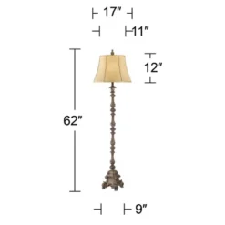 Regency Hill Rustic Floor Lamp 62" Tall French Faux Wood Antique Candlestick Beige Silk Bell Shade For Living Room Reading Bedroom Office -Home Decor Shop GUEST 534a5212 c050 4b72 bcc2 f3cc5ea73f75