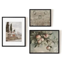 Americanflat 3 Piece Vintage Gallery Wall Art Set - Apple Tree Watercolor, Southern Austria, Afghan Rug By Maple + Oak -Home Decor Shop GUEST 5381ea9c c8f3 4680 bc31 e0f61fb34eab