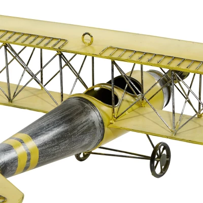 Metal Airplane Wall Decor With Chain Hanger Yellow - Olivia & May 4 Metal Airplane Wall Decor With Chain Hanger Yellow - Olivia & May - Image 4