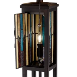 Robert Louis Tiffany Ranier Rustic Mission Floor Lamp 59 1/2" Tall Bronze With LED Nightlight Stained Art Glass Shade For Living Room Bedroom Office -Home Decor Shop GUEST 54d4015b ec2b 4637 9309 c391bcf7ce43