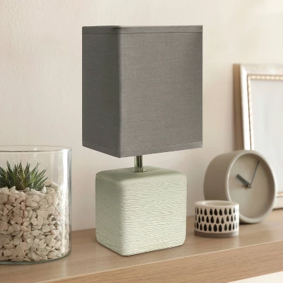 Petite Faux Stone Table Lamp With Fabric Shade - Simple Designs 2 Petite Faux Stone Table Lamp With Fabric Shade - Simple Designs - Image 2