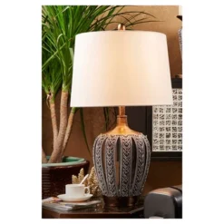 28.25" Antique Polyresin Table Lamp (Includes CFL Light Bulb) Brown - Ore International