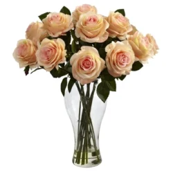 Nearly Natural 18-in Blooming Roses With Vase -Home Decor Shop GUEST 568208c1 d2ef 4059 a419 3d3e41e32699