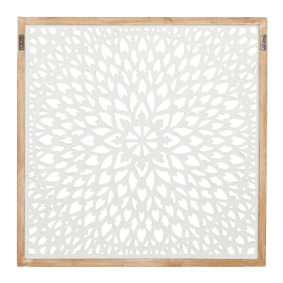 Wood Floral Handmade Intricately Carved Wall Decor With Mandala Design Light Brown - Olivia & May 3 Wood Floral Handmade Intricately Carved Wall Decor With Mandala Design Light Brown - Olivia & May - Image 3