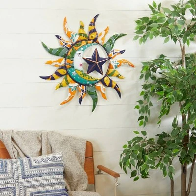 Metal Sun And Moon Indoor Outdoor Wall Decor With Abstract Patterns - Olivia & May 4 Metal Sun And Moon Indoor Outdoor Wall Decor With Abstract Patterns - Olivia & May - Image 4
