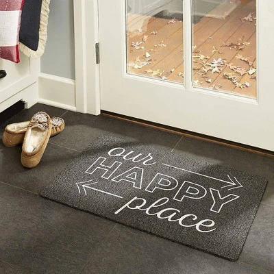 J&V TEXTILES "Our Happy Place" Outdoor Rubber Doormat 18" X 30" 1 J&V TEXTILES "Our Happy Place" Outdoor Rubber Doormat 18" X 30"