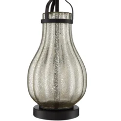 Franklin Iron Works Arian Rustic Farmhouse Table Lamp 27 1/2" Tall Oil Rubbed Bronze Fluted Mercury Glass White Drum Shade For Bedroom Living Room -Home Decor Shop GUEST 5aef58fd 162b 4164 9971 2124f654586c