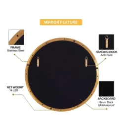 ANDY STAR 30 X 30 Inch Round Shaped Circle Mirror With 2 Millimeter Stainless Steel Metal Frame For Bathroom, Entryway, And Living Room, Gold -Home Decor Shop GUEST 5af9d570 8c1a 40ea 8dd6 28f65a42bbcb