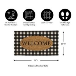 Evergreen Buffalo Check Welcome Indoor Outdoor Natural Coir Doormat 1'4"x2'4" Black 8 Evergreen Buffalo Check Welcome Indoor Outdoor Natural Coir Doormat 1'4"x2'4" Black -Home Decor Shop GUEST 5b7e322f 471e 4e4b 86a0 c2afa1217182