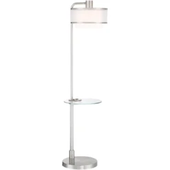 Possini Euro Design Vogue Modern Floor Lamp With Tray Table 60" Tall Brushed Nickel USB Charging Port Organza Outer White Inner Shade For Living Room 15 Possini Euro Design Vogue Modern Floor Lamp With Tray Table 60" Tall Brushed Nickel USB Charging Port Organza Outer White Inner Shade For Living Room -Home Decor Shop GUEST 5dba8631 0421 4456 8c0d 2f442809b837