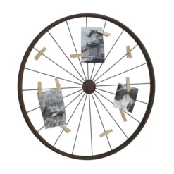 Metal Bike Wheel Wall Decor With Clothespin Photo Brown - Olivia & May -Home Decor Shop GUEST 5e8a9787 0dda 4145 8c88 9074719539c3