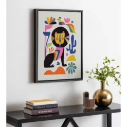 18" X 24" Sylvie Lion Framed Canvas Wall Art By Rachel Lee Black/Gray - Kate And Laurel -Home Decor Shop GUEST 5f25c786 2569 42cc ab3f 5a116b8ede30