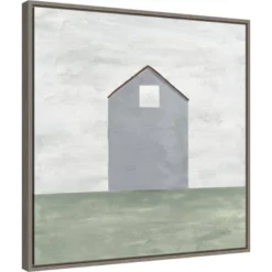 22" X 22" Rural Barn Simplicity III By Courtney Prahl Framed Canvas Wall Art Gray Wash - Amanti Art