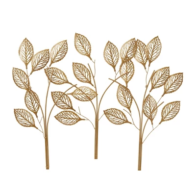29" X 36" Metal Leaf Wall Decor Gold - Olivia & May 2 29" X 36" Metal Leaf Wall Decor Gold - Olivia & May - Image 2