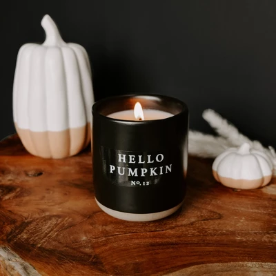 Sweet Water Decor Hello Pumpkin 12oz Black Stoneware Candle 1 Sweet Water Decor Hello Pumpkin 12oz Black Stoneware Candle
