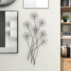 Metal Floral 3D Wire Wall Decor With Crystal Embellishments Black - Olivia & May -Home Decor Shop GUEST 6470e378 4cea 40da adf3 7a99fb113181