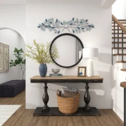 15" X 52" Metal Leaf Wall Decor With Gold Accent Blue - Olivia & May -Home Decor Shop GUEST 64db2a1d 433b 4410 a44a ed27c6793ff8