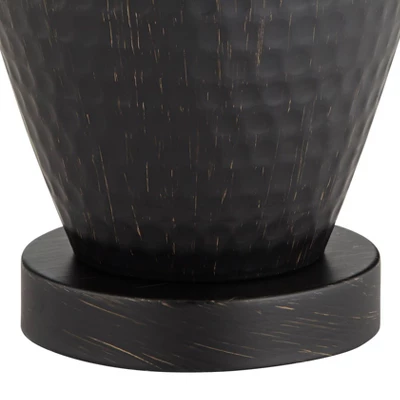 Regency Hill Auburn Rustic Farmhouse Table Lamp 25" High Bronze Hammered Natural Linen Empire Shade For Bedroom Living Room Bedside Nightstand Office 5 Regency Hill Auburn Rustic Farmhouse Table Lamp 25" High Bronze Hammered Natural Linen Empire Shade For Bedroom Living Room Bedside Nightstand Office - Image 5