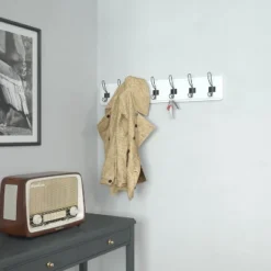 Flash Furniture Daly Wall Mounted 34 Inch Solid White Pine Wood Storage Rack With 7 Hooks For Entryway, Kitchen, Bathroom -Home Decor Shop GUEST 663e933b b20d 4b35 9e53 91995d6246e8