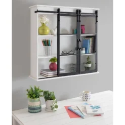 30" X 28" Barnhardt Decorative Wooden Wall Cabinet With 2 Sliding Glass Doors White - Kate & Laurel All Things Decor 11 30" X 28" Barnhardt Decorative Wooden Wall Cabinet With 2 Sliding Glass Doors White - Kate & Laurel All Things Decor -Home Decor Shop GUEST 66f26f04 d4f3 440f 8cb5 cca7001ecd14