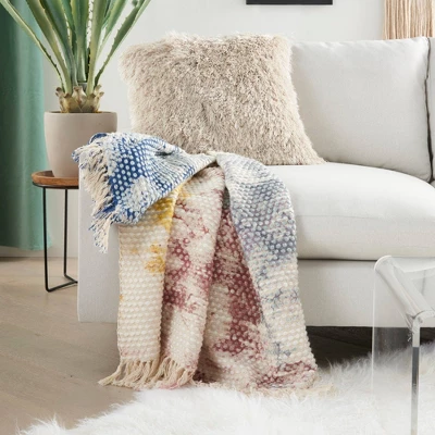 50"x60" Life Styles Hand Stitched Tie-dye Throw Blanket - Mina Victory 3 50"x60" Life Styles Hand Stitched Tie-dye Throw Blanket - Mina Victory - Image 3