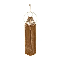 38" X 10" Fabric Macrame Intricately Weaved Wall Decor With Beaded Fringe Tassels Brown - Olivia & May -Home Decor Shop GUEST 6886e7e3 11ac 46f1 8329 f911af991529