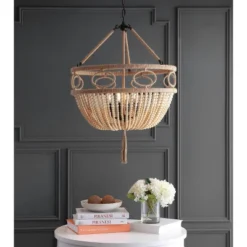 Whitley Pendant Brown Wooden Finish/Dark Gray - Safavieh -Home Decor Shop GUEST 69140ec6 5255 44c6 80f3 e7891a0feb69