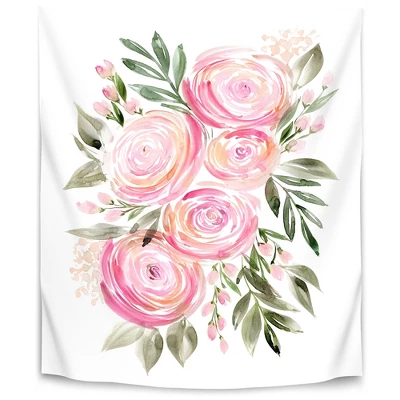 Watercolor Ranunculus In Pink By Blursbyai Wall Tapestry - Americanflat 4 Watercolor Ranunculus In Pink By Blursbyai Wall Tapestry - Americanflat - Image 4