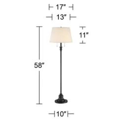 360 Lighting Spenser Rustic Farmhouse Floor Lamp 58" Tall Oiled Bronze Metal Off White Linen Empire Shade For Living Room Bedroom Office House Home -Home Decor Shop GUEST 6bf91222 0335 495e 983e b92887076e61