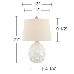 360 Lighting Ellen 21" High Sculptured Small Mid Century Modern Coastal Accent Table Lamp White Ceramic Single Living Room Bedroom Bedside Nightstand -Home Decor Shop GUEST 6e1531b1 8652 48fa acde 11a37d6902b1