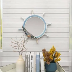 Wood Sail Boat Ship Wheel Wall Mirror With Netting Accent White - Olivia & May 31 Wood Sail Boat Ship Wheel Wall Mirror With Netting Accent White - Olivia & May -Home Decor Shop GUEST 6fc7e57d 7620 4d2c 890c 77fd96909f9c
