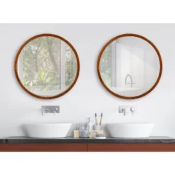 24" McLean Round Wall Mirror Walnut Brown - Kate & Laurel All Things Decor -Home Decor Shop GUEST 70e45b80 95de 4714 9335 3de782237790