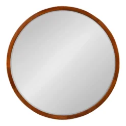 24" McLean Round Wall Mirror Walnut Brown - Kate & Laurel All Things Decor