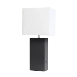21" Lexington Leather Base Modern Home Decor Bedside Table Lamp With USB Charging Port And Fabric Shade - Lalia Home 30 21" Lexington Leather Base Modern Home Decor Bedside Table Lamp With USB Charging Port And Fabric Shade - Lalia Home -Home Decor Shop GUEST 73c87b18 0ec9 4417 abbb 8fa1cd57c96d