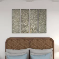 Metal Tree Wall Decor With Embossed Design Set Of 4 Brown - Olivia & May -Home Decor Shop GUEST 73d79967 f9e6 4048 ba93 928175e2e271