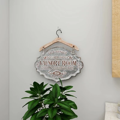 Metal Sign Laundry Room Wall Decor Gray - Olivia & May 13 Metal Sign Laundry Room Wall Decor Gray - Olivia & May - Image 13