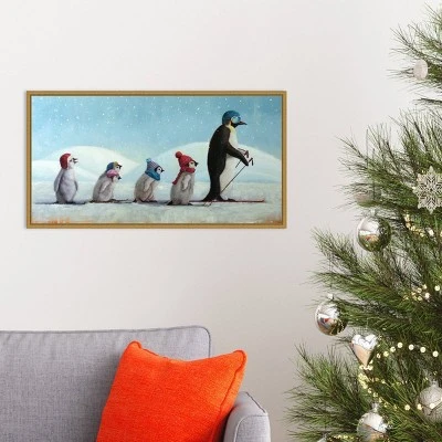 26" X 14" Ski School Penguins By Lucia Heffernan Framed Canvas Wall Art - Amanti Art 5 26" X 14" Ski School Penguins By Lucia Heffernan Framed Canvas Wall Art - Amanti Art - Image 5