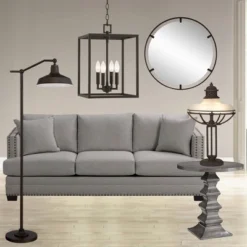 360 Lighting Kayne Rustic Farmhouse Floor Lamp Standing 61" Tall Satin Bronze Metal Downbridge Shade For Living Room Reading Bedroom Office House Home -Home Decor Shop GUEST 75f4bcbe 1827 4a9a 8971 3884af0b1284