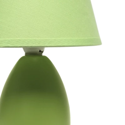 9.45" Petite Ceramic Oblong Bedside Table Desk Lamp With Matching Tapered Drum Shade Green - Creekwood Home 5 9.45" Petite Ceramic Oblong Bedside Table Desk Lamp With Matching Tapered Drum Shade Green - Creekwood Home - Image 5