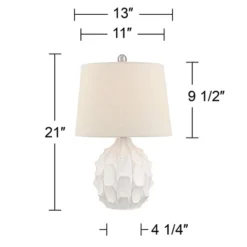 360 Lighting Ellen 21" High Sculptured Small Mid Century Modern Coastal Accent Table Lamp White Ceramic Single Living Room Bedroom Bedside Nightstand -Home Decor Shop GUEST 78a35270 b85f 470b 8d36 f557ab41e97c