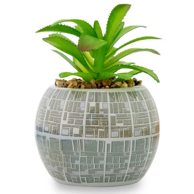 Silver Buffalo Star Wars Death Star 3-Inch Ceramic Mini Planter With Artificial Succulent 2 Silver Buffalo Star Wars Death Star 3-Inch Ceramic Mini Planter With Artificial Succulent - Image 2